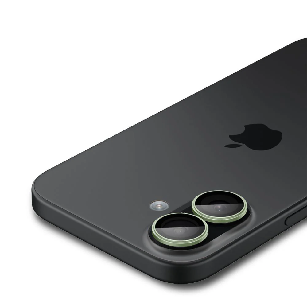 Spigen GlastR EZ FIT Optik Pro Rear Camera Protector for Apple iPhone 17 / 16 Plus / 16, Tempered Glass, Set of 2 Pieces, Green AGL10128 - Image 4