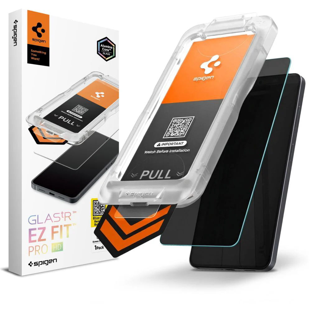 Spigen GlastR EZ FIT Pro HD Privacy Screen Protector for Samsung Galaxy S26 Plus S947, Tempered Glass, Full Glue AGL11087
