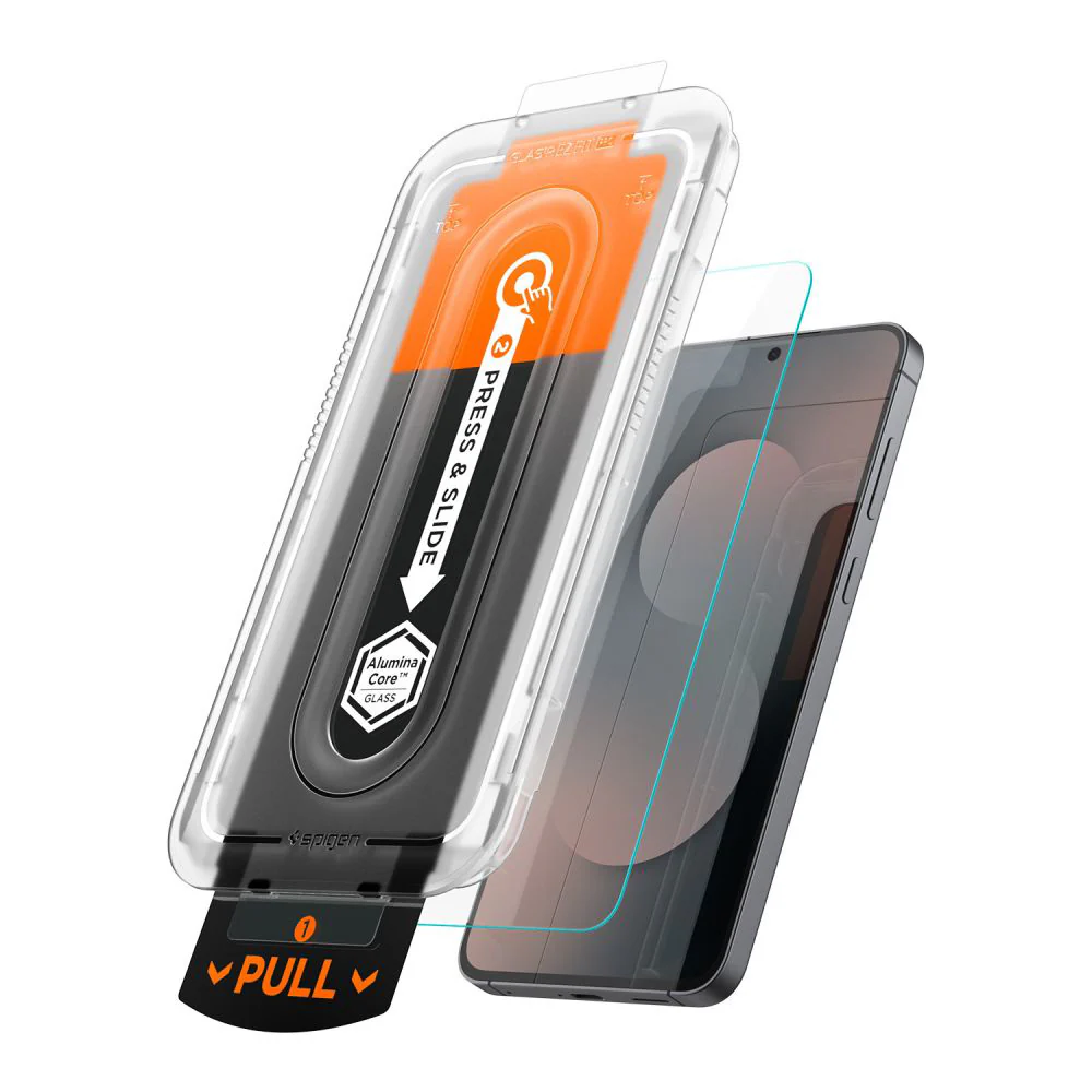 Spigen GlastR EZ FIT Pro HD Screen Protector for Samsung Galaxy S25 FE, Tempered Glass, Full Glue, Set of 2 pieces AGL10202 - Image 2