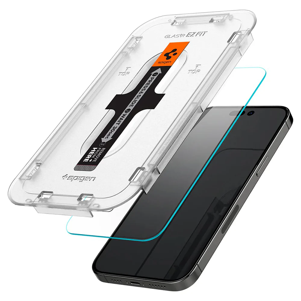 Spigen GlastR EZ FIT Screen Protector for Apple iPhone 14 Pro, Tempered Glass, Full Glue, Set of 2 pieces AGL05214 - Image 2