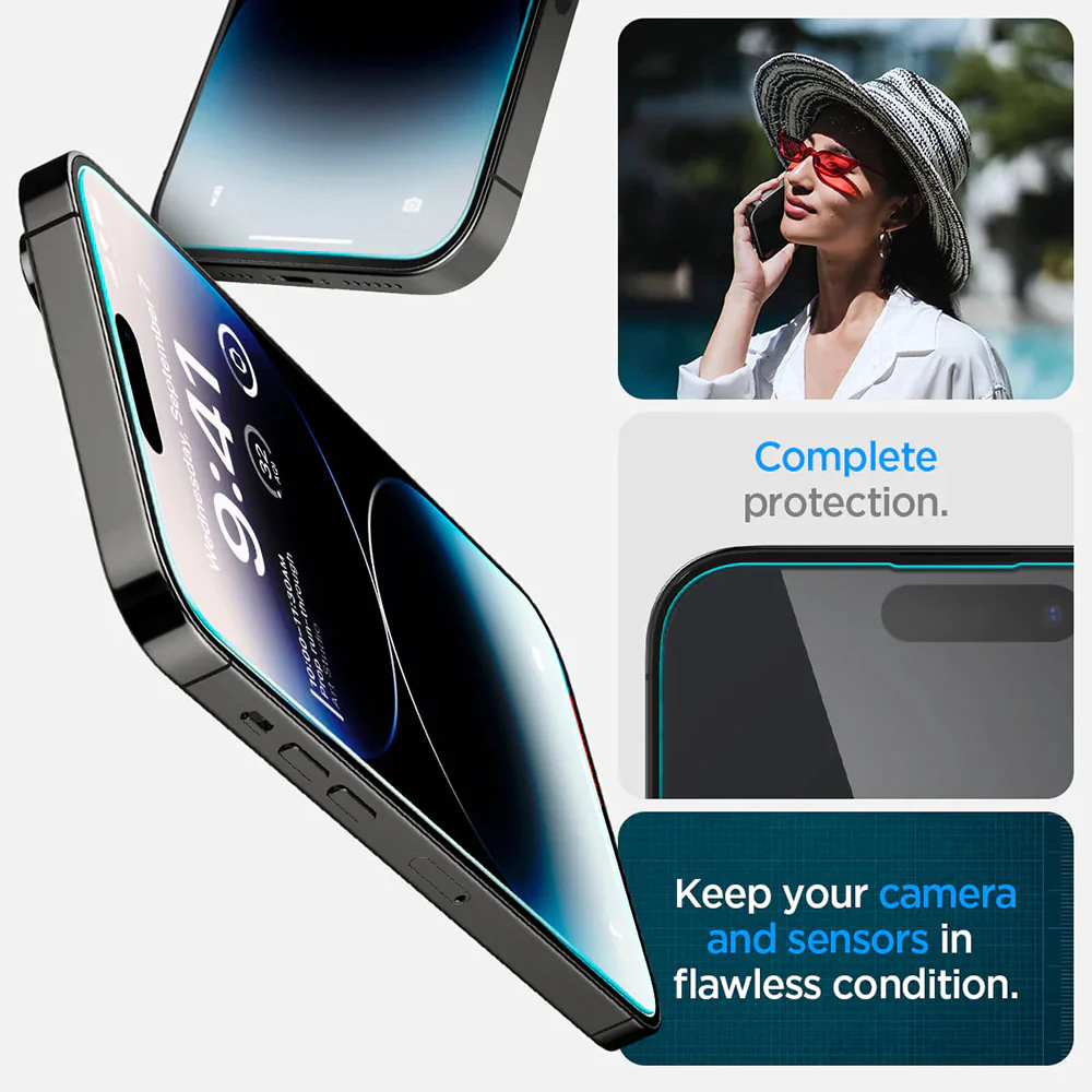 Spigen GlastR EZ FIT Screen Protector for Apple iPhone 14 Pro, Tempered Glass, Full Glue, Set of 2 pieces AGL05214 - Image 5