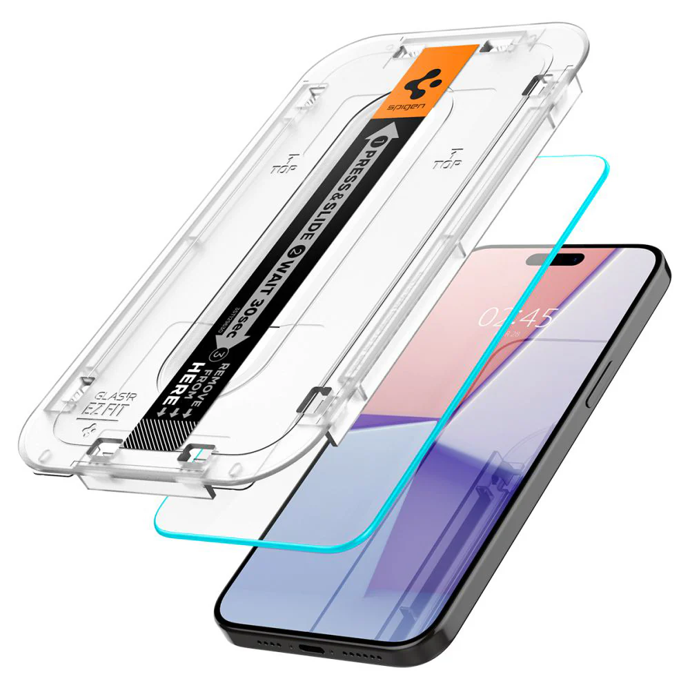Spigen GlastR EZ FIT Screen Protector for Apple iPhone 15 Pro, Tempered Glass, Full Glue, Set of 2 pieces AGL06892 - Image 2