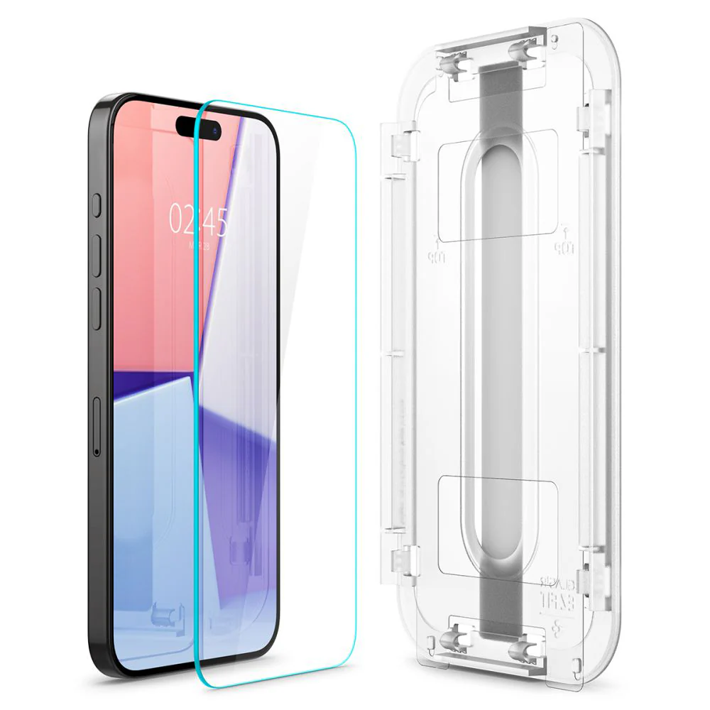 Spigen GlastR EZ FIT Screen Protector for Apple iPhone 15 Pro, Tempered Glass, Full Glue, Set of 2 pieces AGL06892 - Image 3