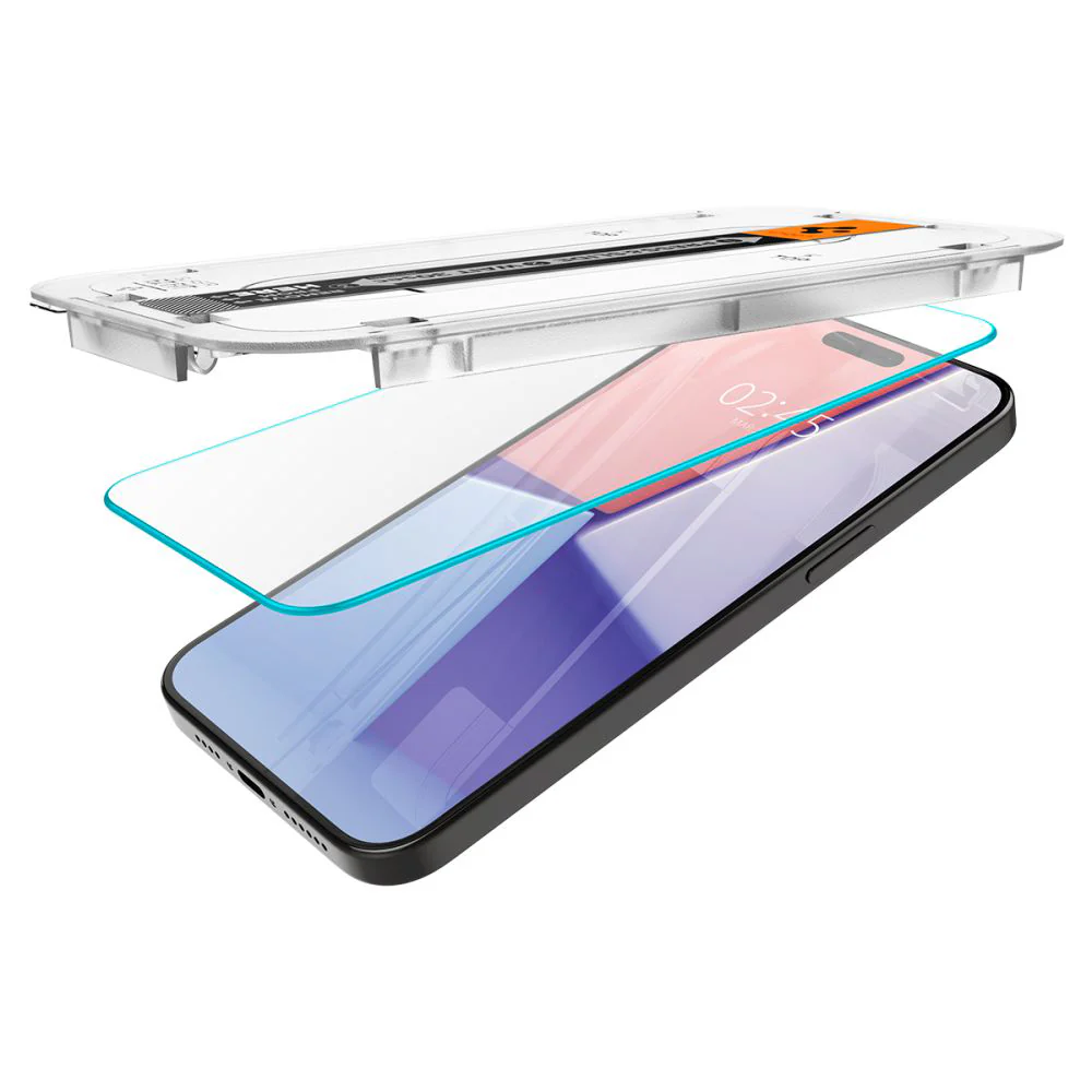 Spigen GlastR EZ FIT Screen Protector for Apple iPhone 15 Pro, Tempered Glass, Full Glue, Set of 2 pieces AGL06892 - Image 4