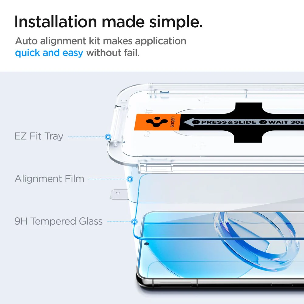 Spigen GlastR EZ FIT Screen Protector for Samsung Galaxy S23 S911, Tempered Glass, Full Glue, Set of 2 pieces AGL05958 - Image 4