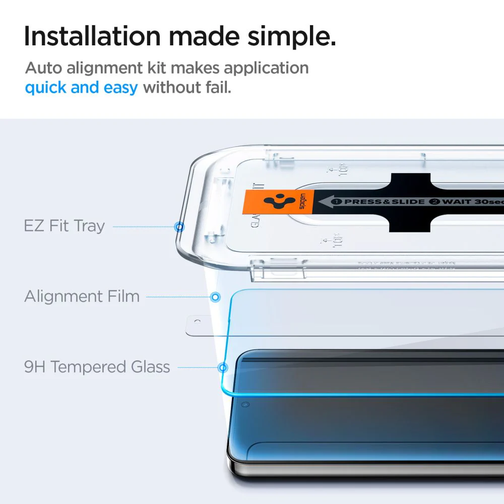 Spigen GlastR EZ FIT Screen Protector for Samsung Galaxy S25+ S936 / S24+ S926, Tempered Glass, Full Glue, Set of 2 pieces AGL07432 - Image 10
