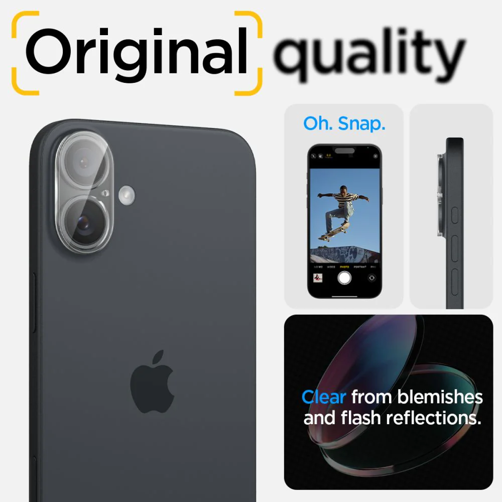 Spigen GlastR Optik Rear Camera Protective Film for Apple iPhone 16 Plus / 16, Tempered Glass, Set of 2 Pieces, Transparent AGL07923 - Image 9