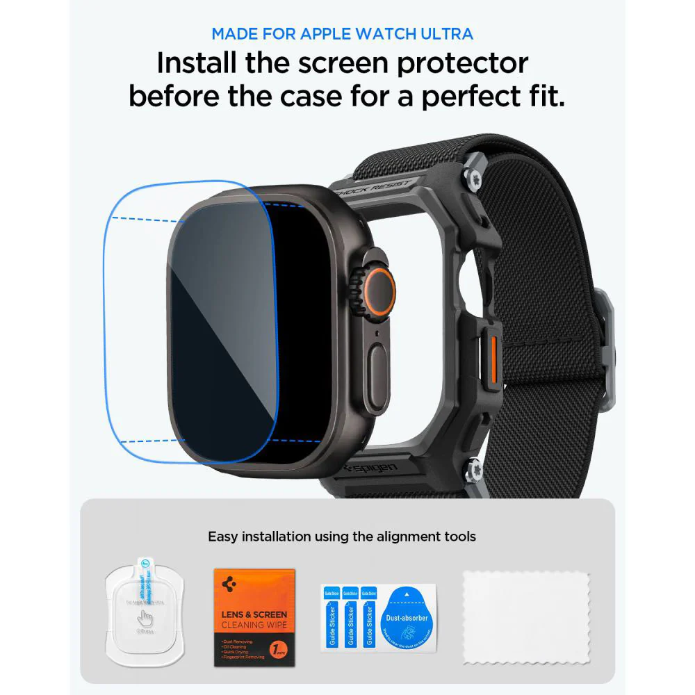 Spigen Lite Fit Pro Case with Screen Protector for Apple Watch Ultra Series, Matte Black ACS11415 - Image 7