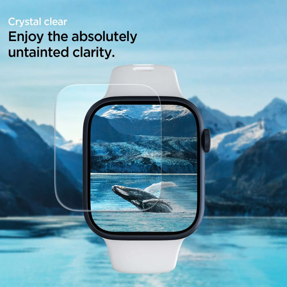 Spigen Neo Flex Protection Film for Apple Watch 45mm / 44mm / 42mm Series, Set of 3 pieces, Plastic AFL04049 - Image 5