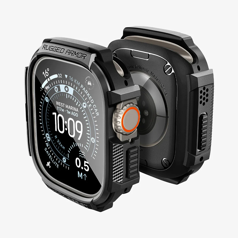 Spigen Rugged Armor Case with Screen Protector for Apple Watch Ultra Series, Black ACS11414 - Image 3