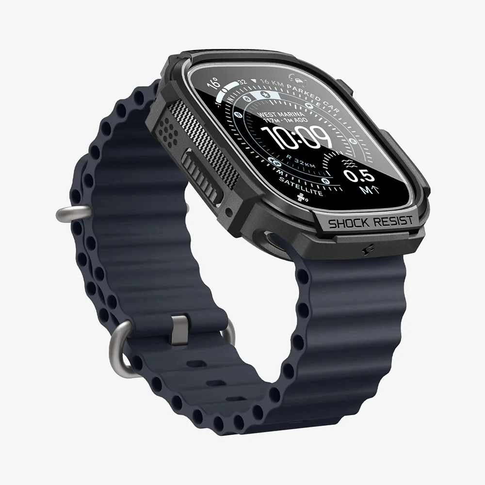 Spigen Rugged Armor Case with Screen Protector for Apple Watch Ultra Series, Black ACS11414 - Image 6