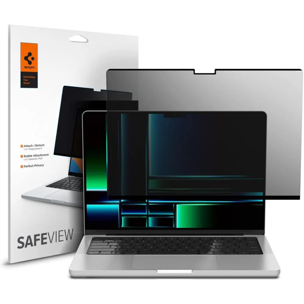 Spigen Safe View Magnetic Privacy Screen Protector for Apple MacBook Pro 14inch (2026) / (2025) / (2024) / (2023) / (2022) / (2021), Plastic AFL06158