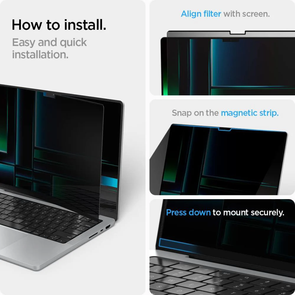 Spigen Safe View Magnetic Privacy Screen Protector for Apple MacBook Pro 14inch (2026) / (2025) / (2024) / (2023) / (2022) / (2021), Plastic AFL06158 - Image 6