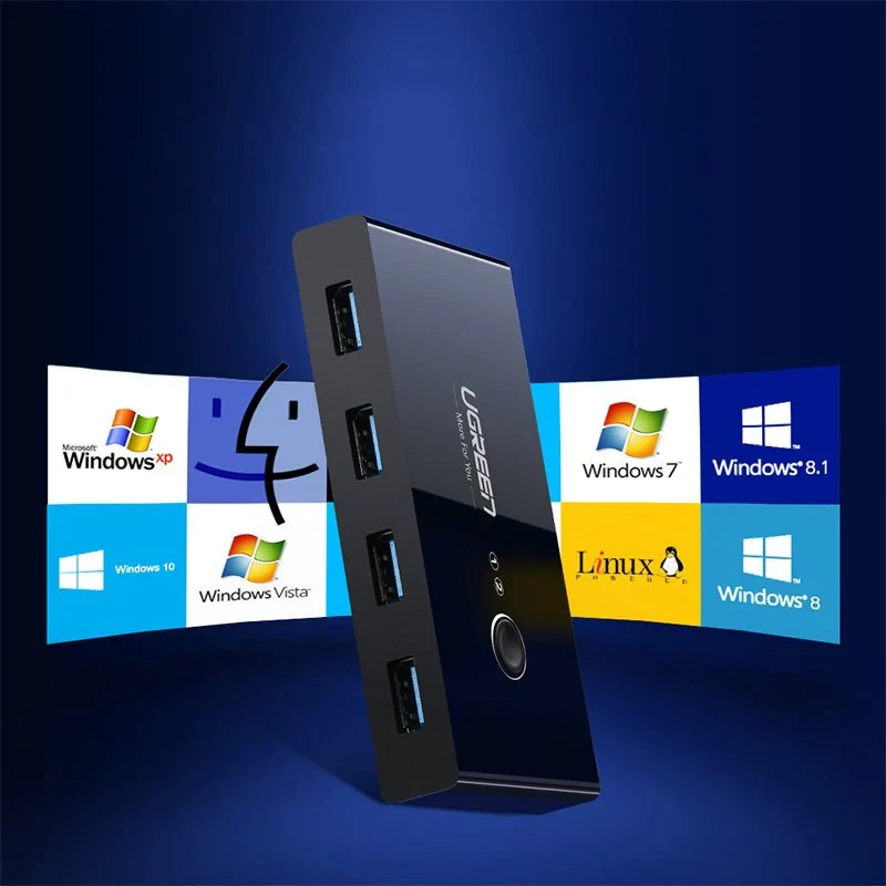 Switch USB UGREEN US216 (30768) Two Sharing Box New Version, 4 x USB-A 3.0, Black - Image 3