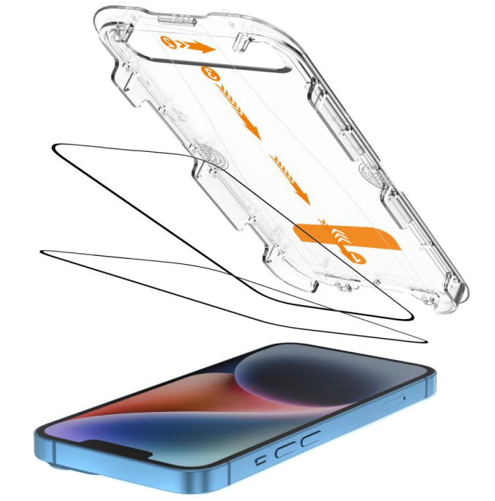 Tech-Protect Quick Set+ Screen Protector for Apple iPhone 17e / 16e / 14 / 13 Pro, Tempered Glass, Full Glue, 2-Piece Set, Black - Image 2