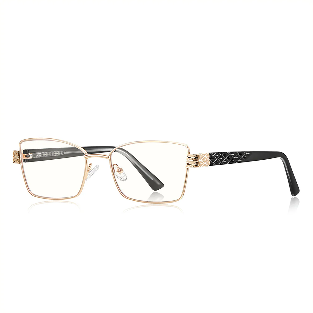 Techsuit 3171 Women's Computer Glasses, Anti-Blue Light, Black Gold