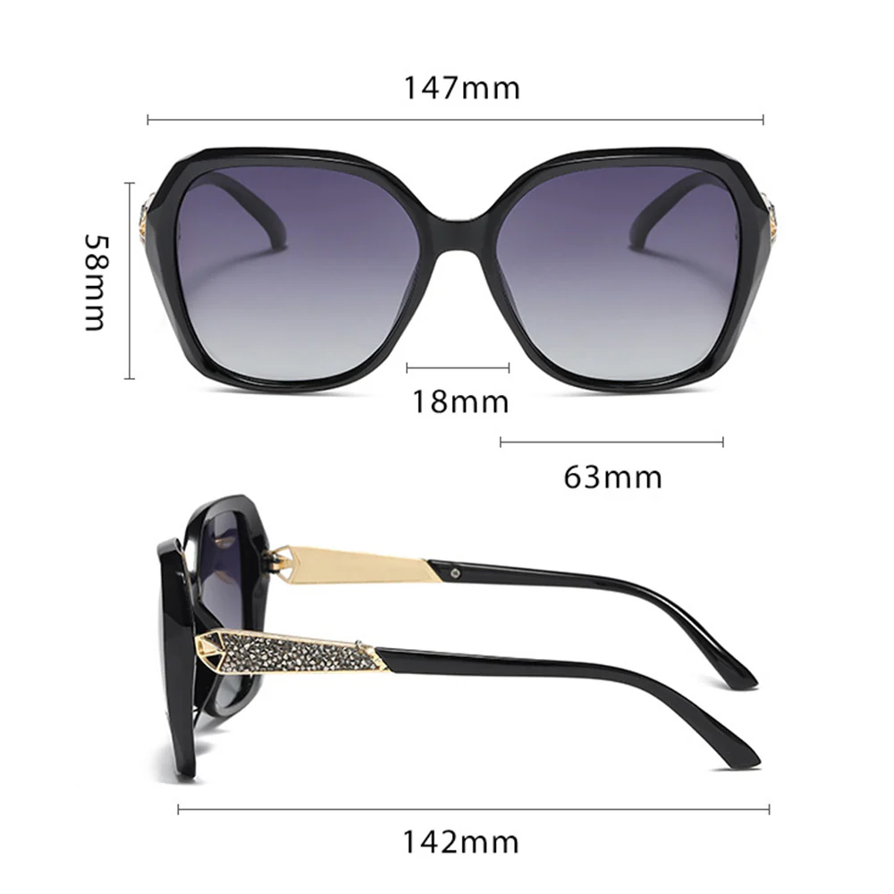 Techsuit 5599 Women's Sunglasses, Polarized, UV Protection, Black Gray - Image 7