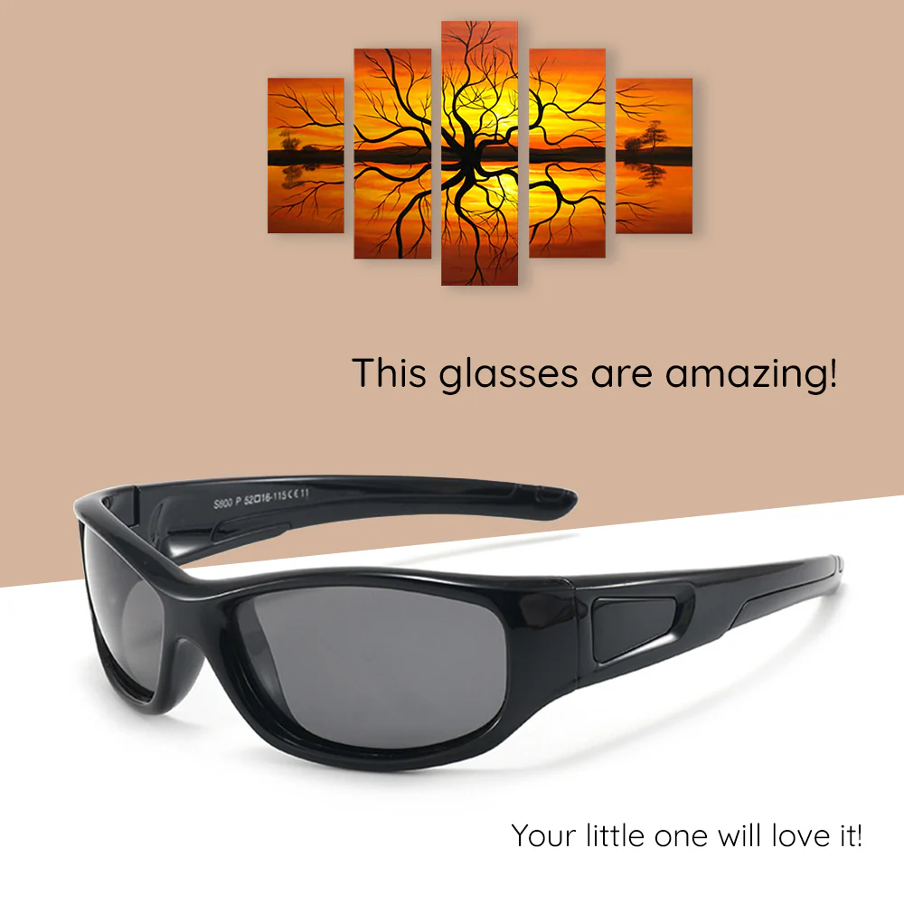 Techsuit 800-C11 Kids' Sports Sunglasses, Polarized, Black - Image 5
