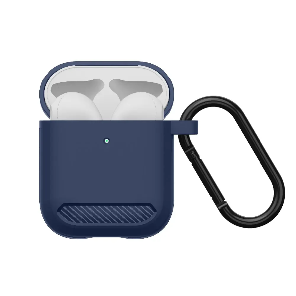 Techsuit Carbon Case for Apple AirPods Gen 2 / Gen 1, Navy Blue - Image 2