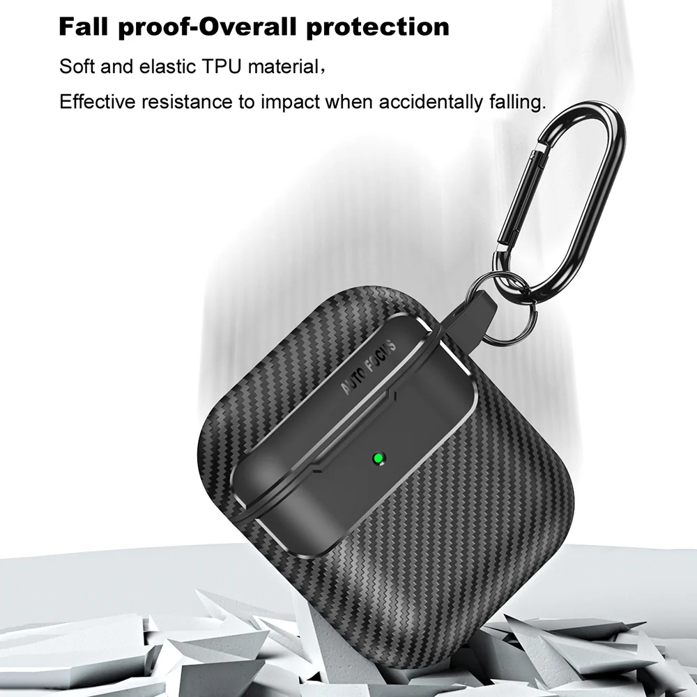 Techsuit CarbonFiber Case for Apple AirPods Gen 2 / Gen 1, Black - Image 5