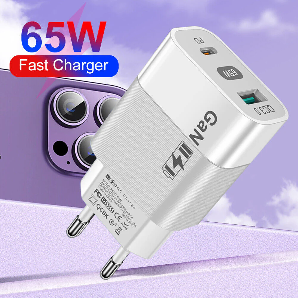 Techsuit CHPD131 Network Charger, 65W, 3.25A, 1 x USB-A - 1 x USB-C, White - Image 5