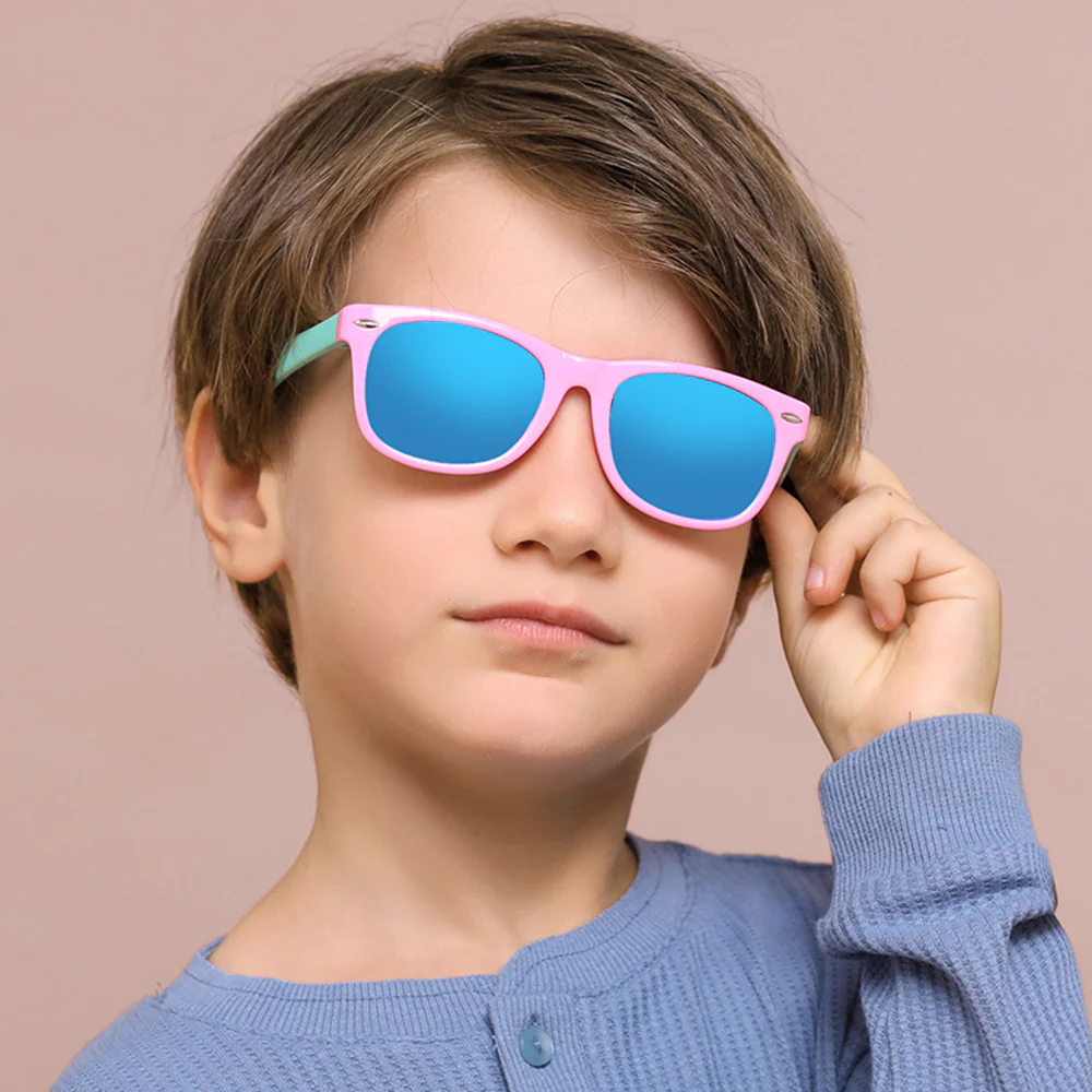 Techsuit D802 Kids' Sunglasses, Polarized, UV Protection, Blue Yellow Orange - Image 4