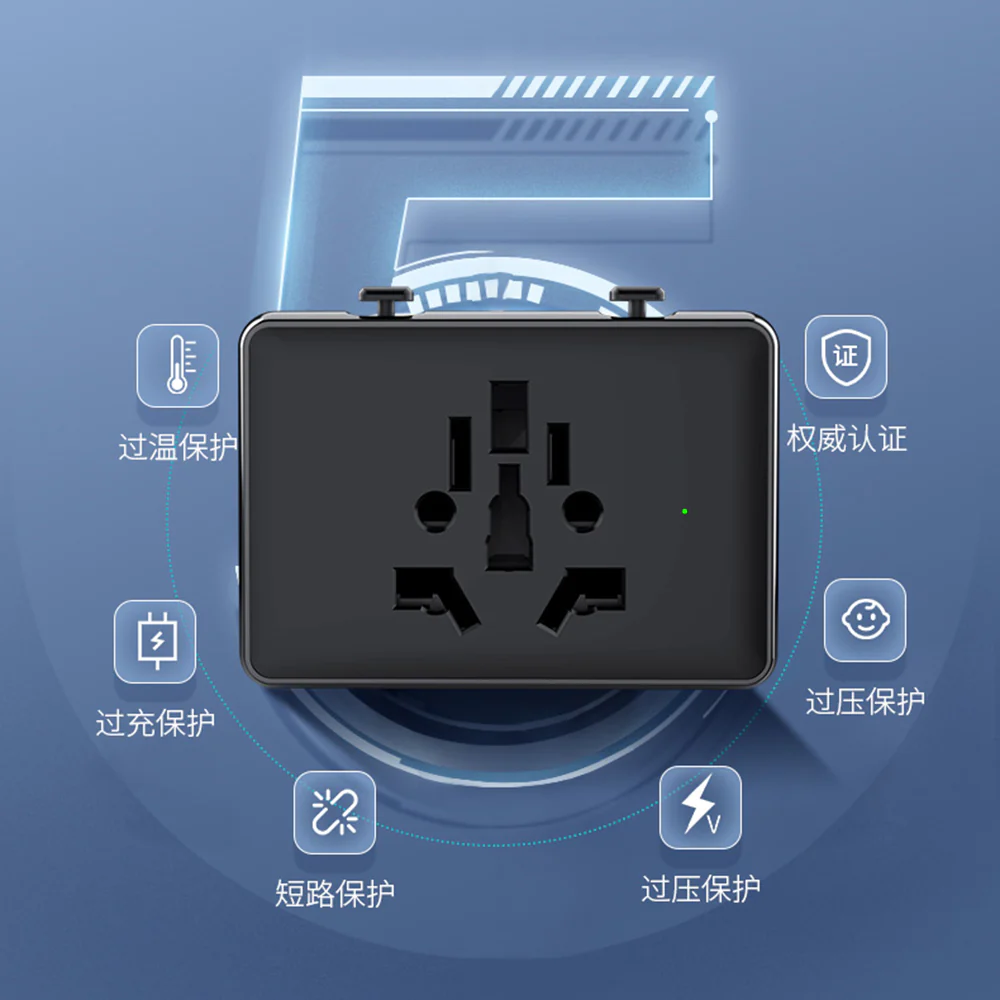 Techsuit HHT203A Travel Network Charger, 20W, 3A, 2 x USB-A - 2 x USB-C, Black - Image 3