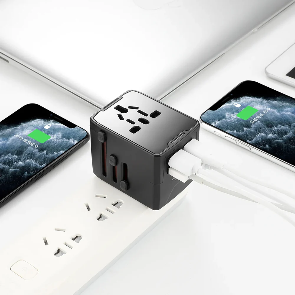 Techsuit HHT520 Travel Network Charger, 15W, 3A, 3 x USB-A - 1 x USB-C, Black - Image 4