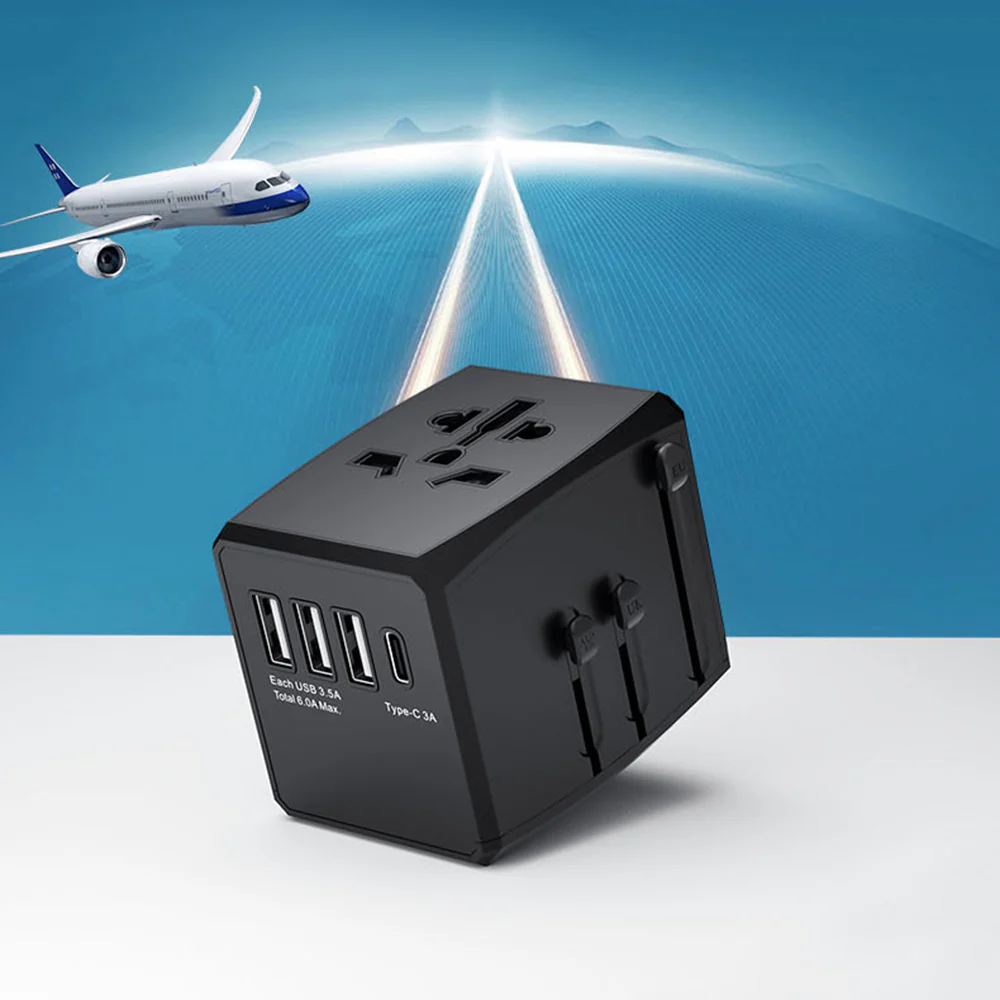 Techsuit HHT904-B3 Travel Network Charger, 30W, 3A, 3 x USB-A - 1 x USB-C, Black - Image 3