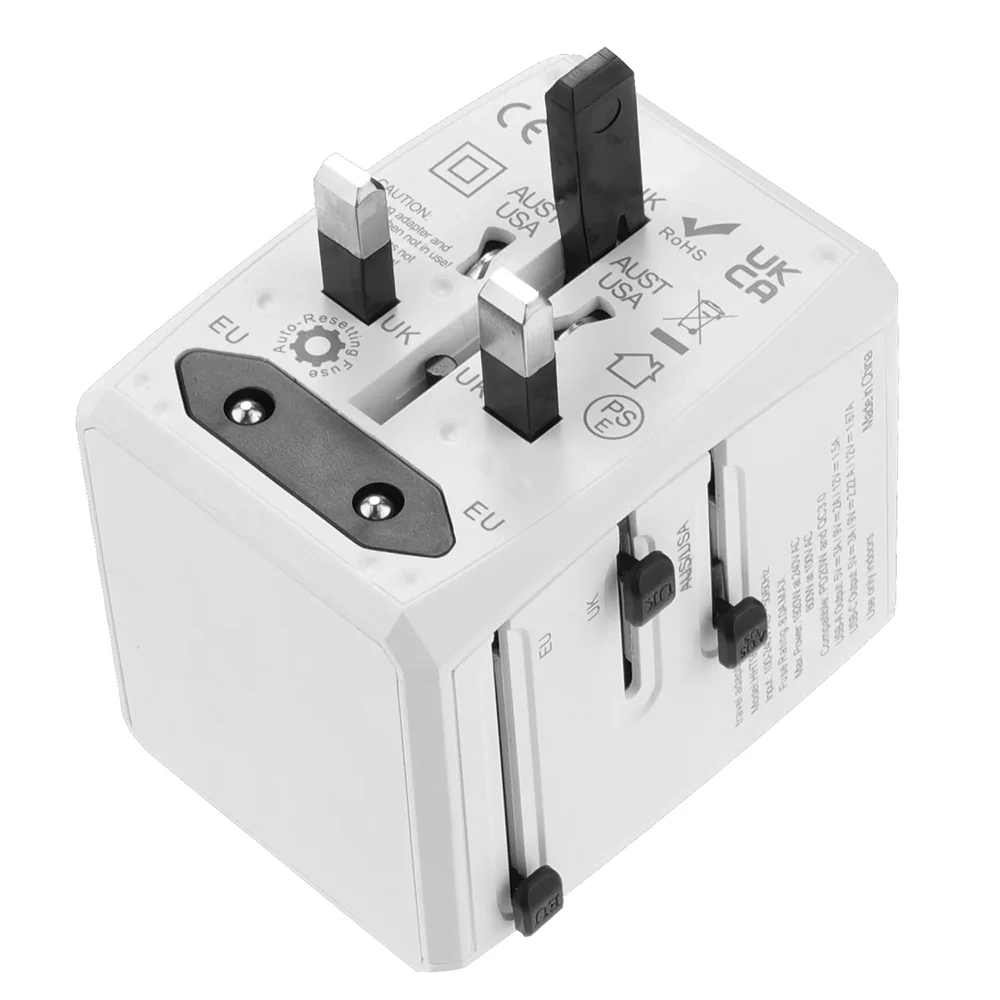 Techsuit HHT904-W2 Travel Network Charger, 20W, 3A, 2 x USB-A - 2 x USB-C, White - Image 2