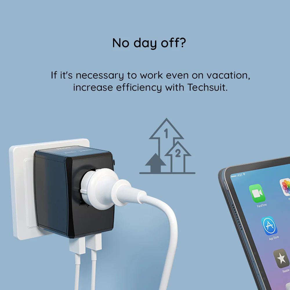 Techsuit HHT906 Travel Network Charger, 65W, 3.25A, 2 x USB-A - 2 x USB-C, Black - Image 6