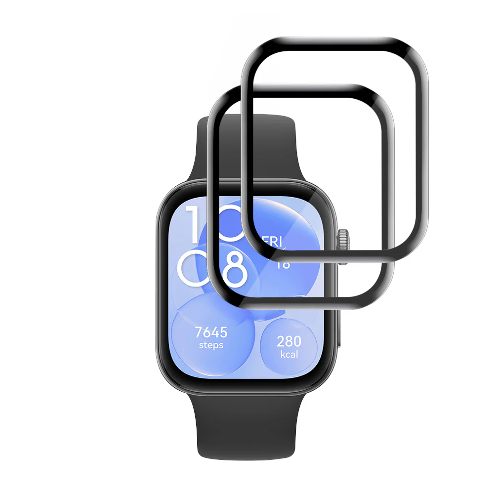 Techsuit Nano Flex Protection Film for Huawei Watch Fit 3, Set of 2 Pieces, Plastic, Black - Image 2