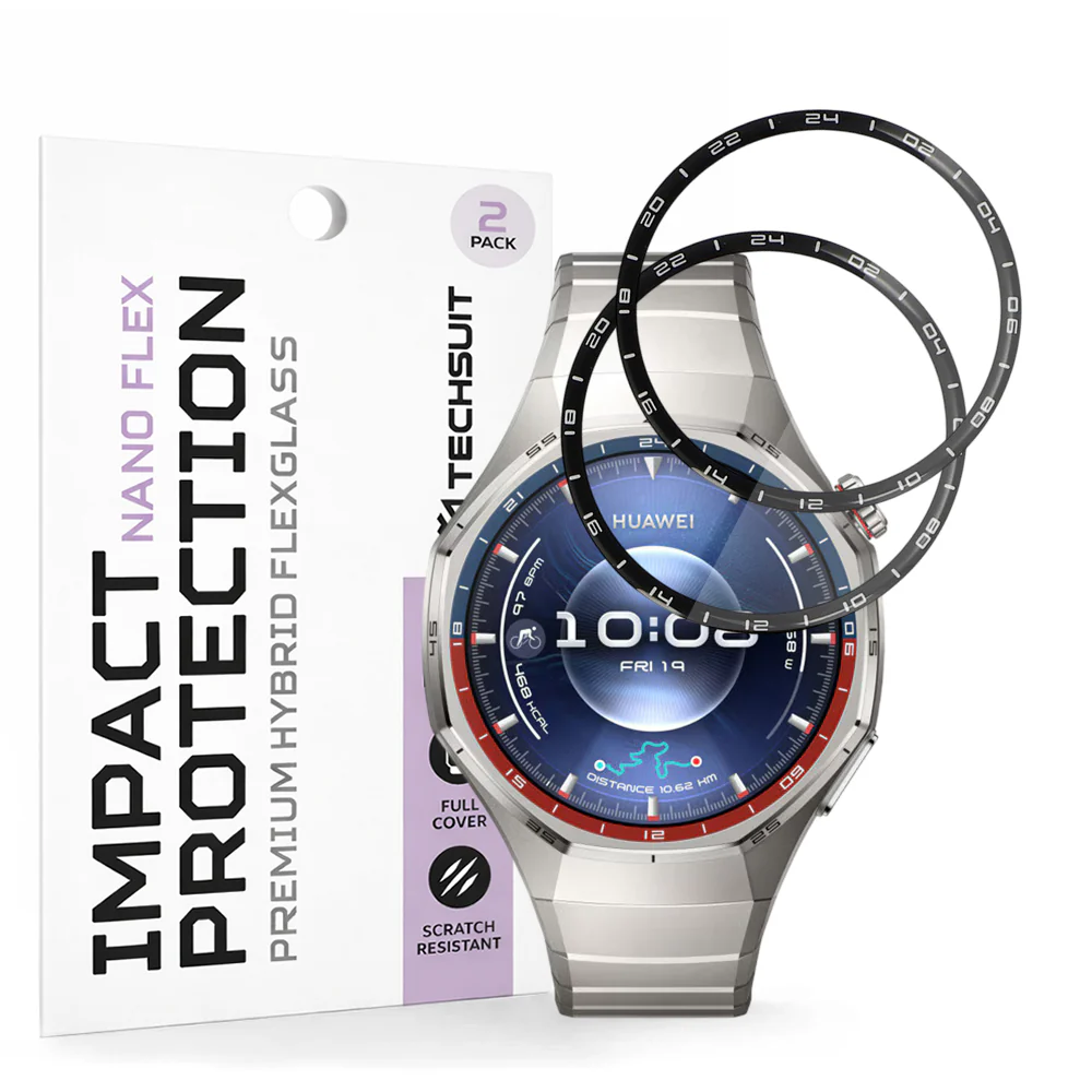 Techsuit Nano Flex Protection Film for Huawei Watch GT 6 Pro, Set of 2 Pieces, Plastic, Black