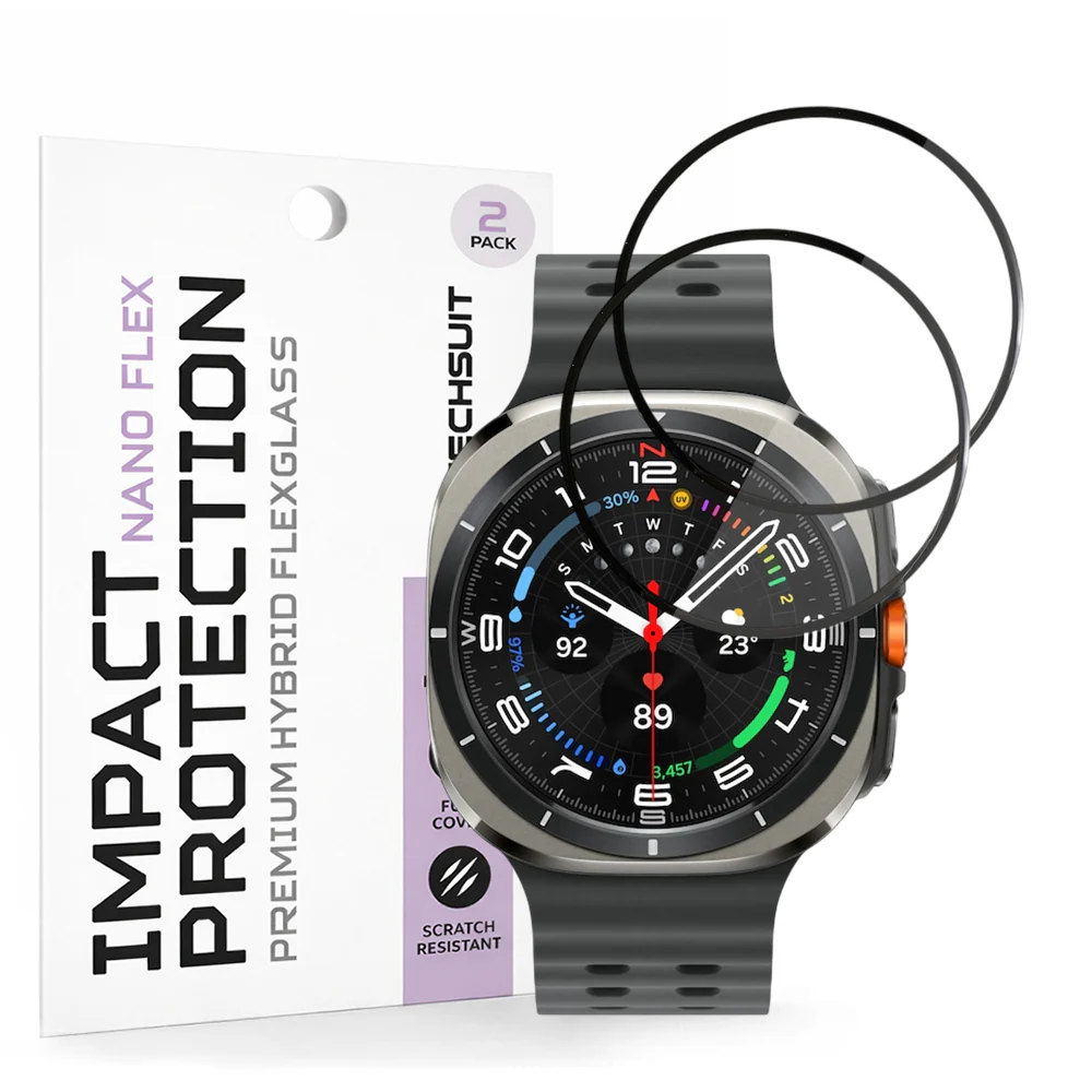 Techsuit Nano Flex Protection Film for Samsung Galaxy Watch Ultra, Set of 2 Pieces, Plastic, Black