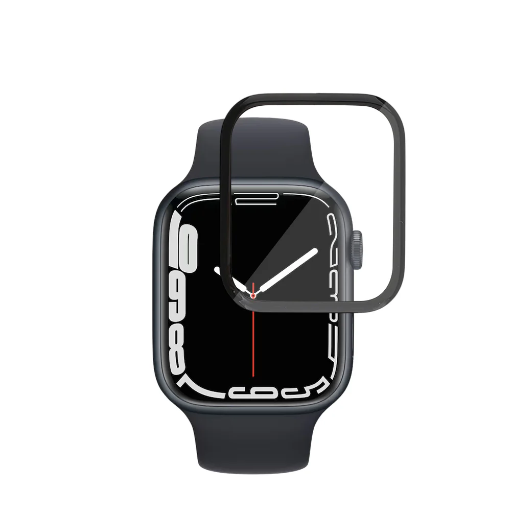 Techsuit Nano Flex Screen Protector for Apple Watch Series 9 / 8 / 7 41mm, Plastic, Set of 2 pieces, Black - Image 2