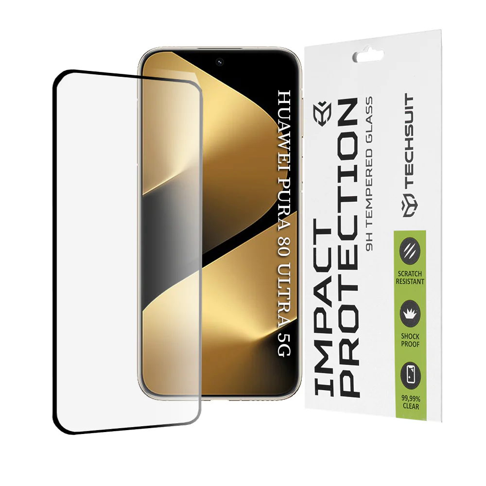Techsuit Screen Protector Film for Huawei Pura 80 Ultra, Tempered Glass, Full Glue, 111D, Black