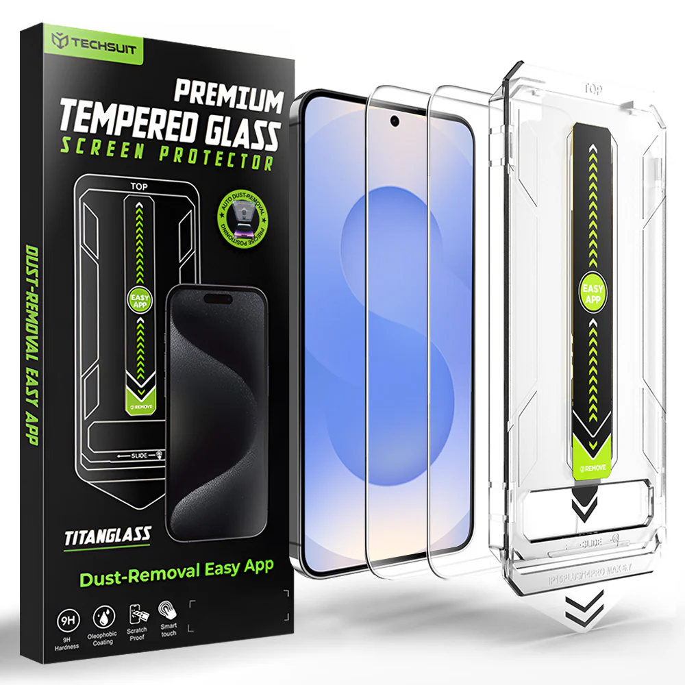Techsuit TitanGlass CrystalHD Screen Protector for Samsung Galaxy S26 S942, Tempered Glass, Full Glue, Set of 2 Pieces