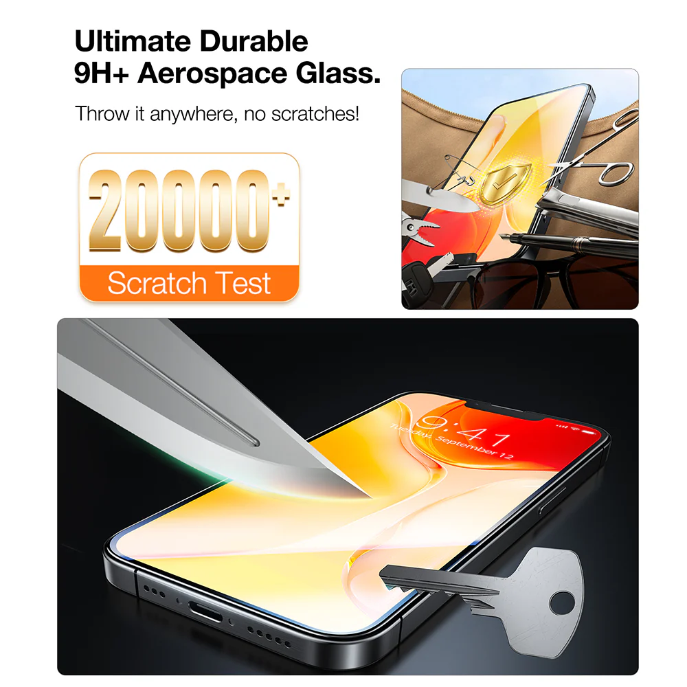 Torras GlassGo Install Master Screen Protector for Apple iPhone 17e / 16e / 14 / 13 Pro, Tempered Glass, Full Glue, Set of 2 pieces - Image 5