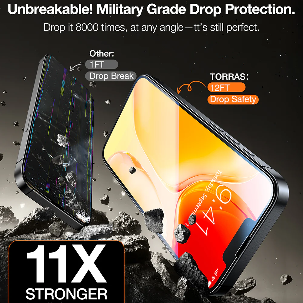 Torras GlassGo Install Master Screen Protector for Apple iPhone 17e / 16e / 14 / 13 Pro, Tempered Glass, Full Glue, Set of 2 pieces - Image 6