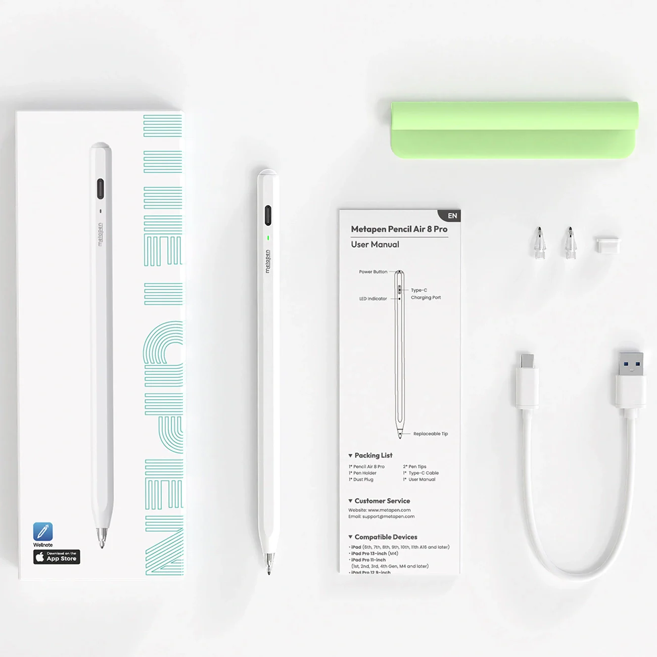 Touch Pen Metapen Air8 Pro for Apple iPad, Active Version, White ME-APP172 - Image 10