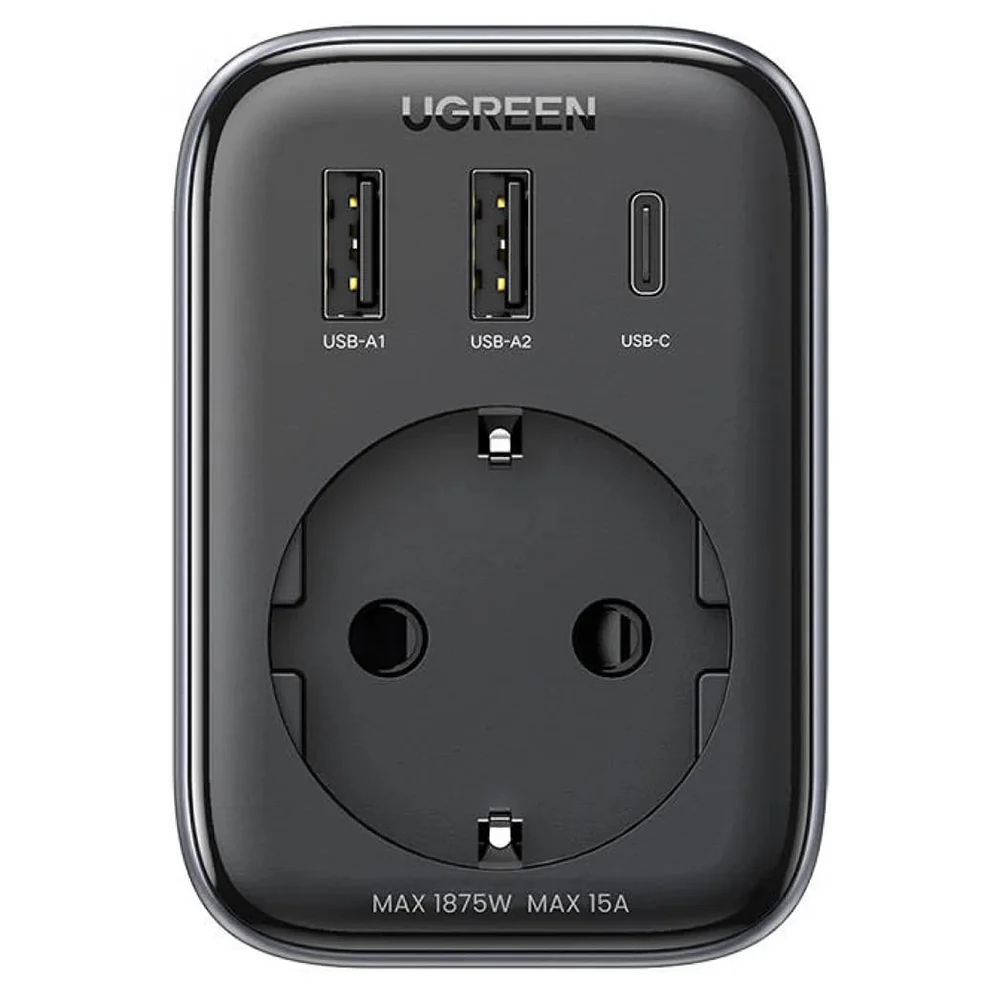 UGREEN 15289 US Network Charger, 30W, 3A, 2 x USB-A - 1 x USB-C - 1 x Schuko, Black - Image 3