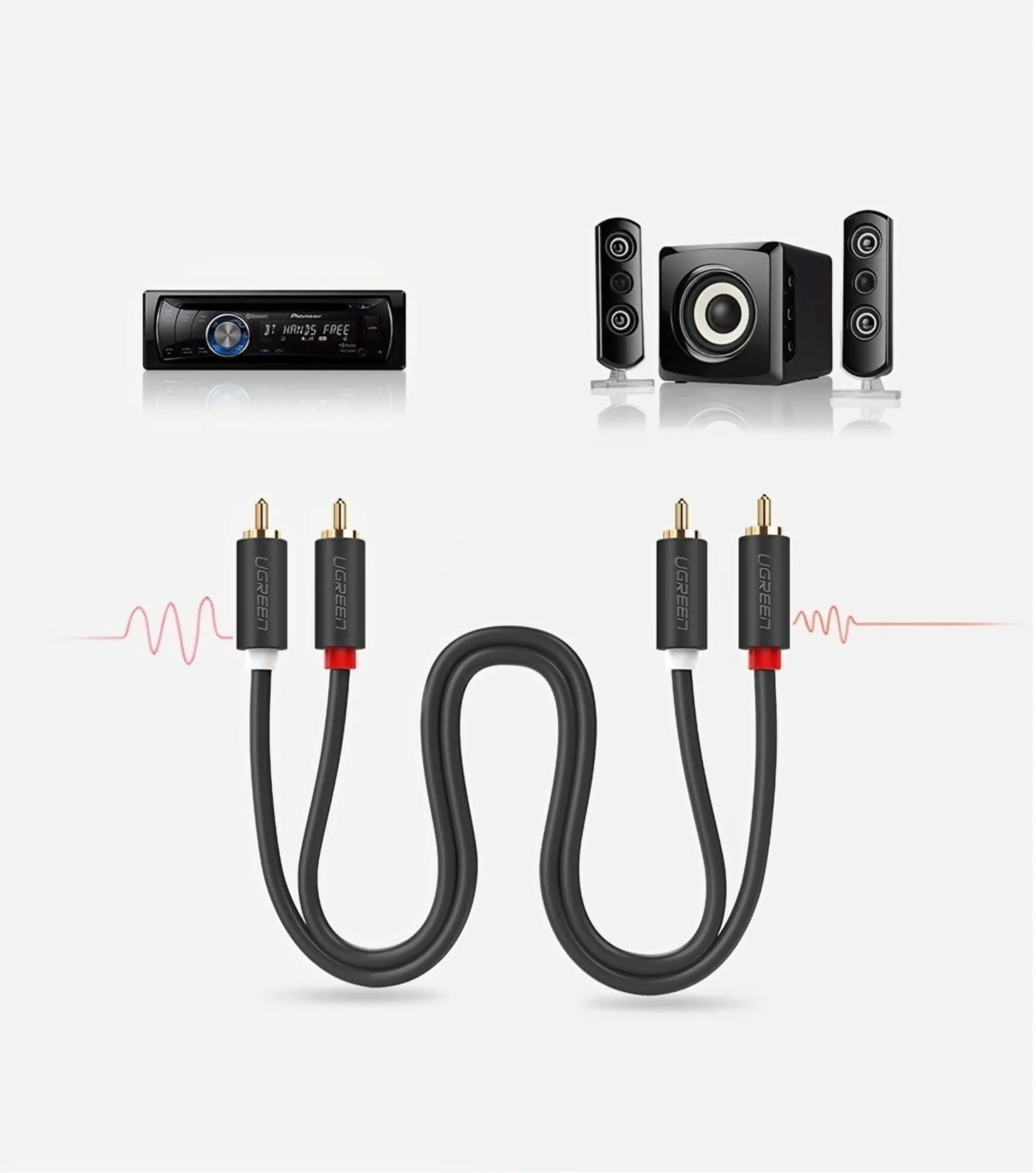 UGREEN AV104 Audio Cable, 2 x RCA - 2 x RCA, 5m, Black - Image 9