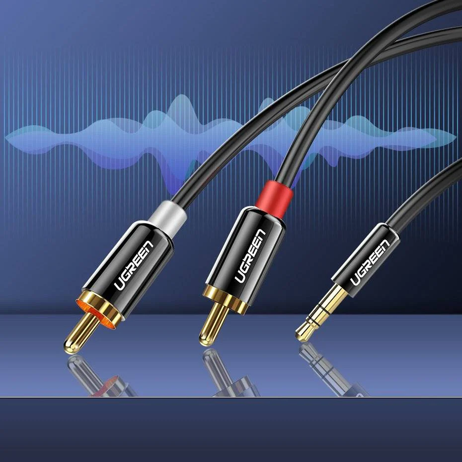 UGREEN AV116 3.5mm Audio Cable - 2 x RCA, 2m, Black - Image 4