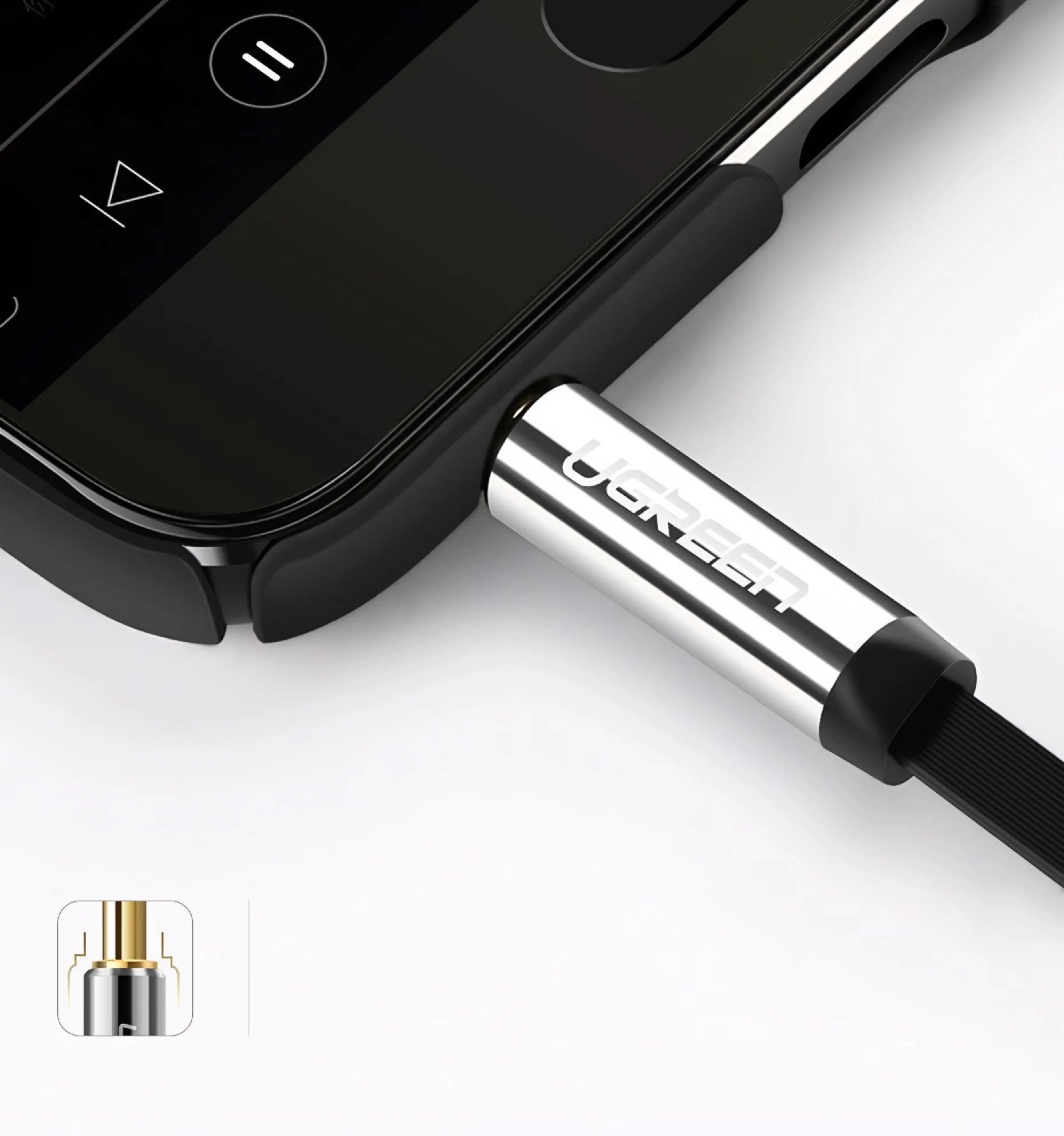 UGREEN AV119 Angled 3.5mm - 3.5mm Audio Cable, 5m, Black - Image 6