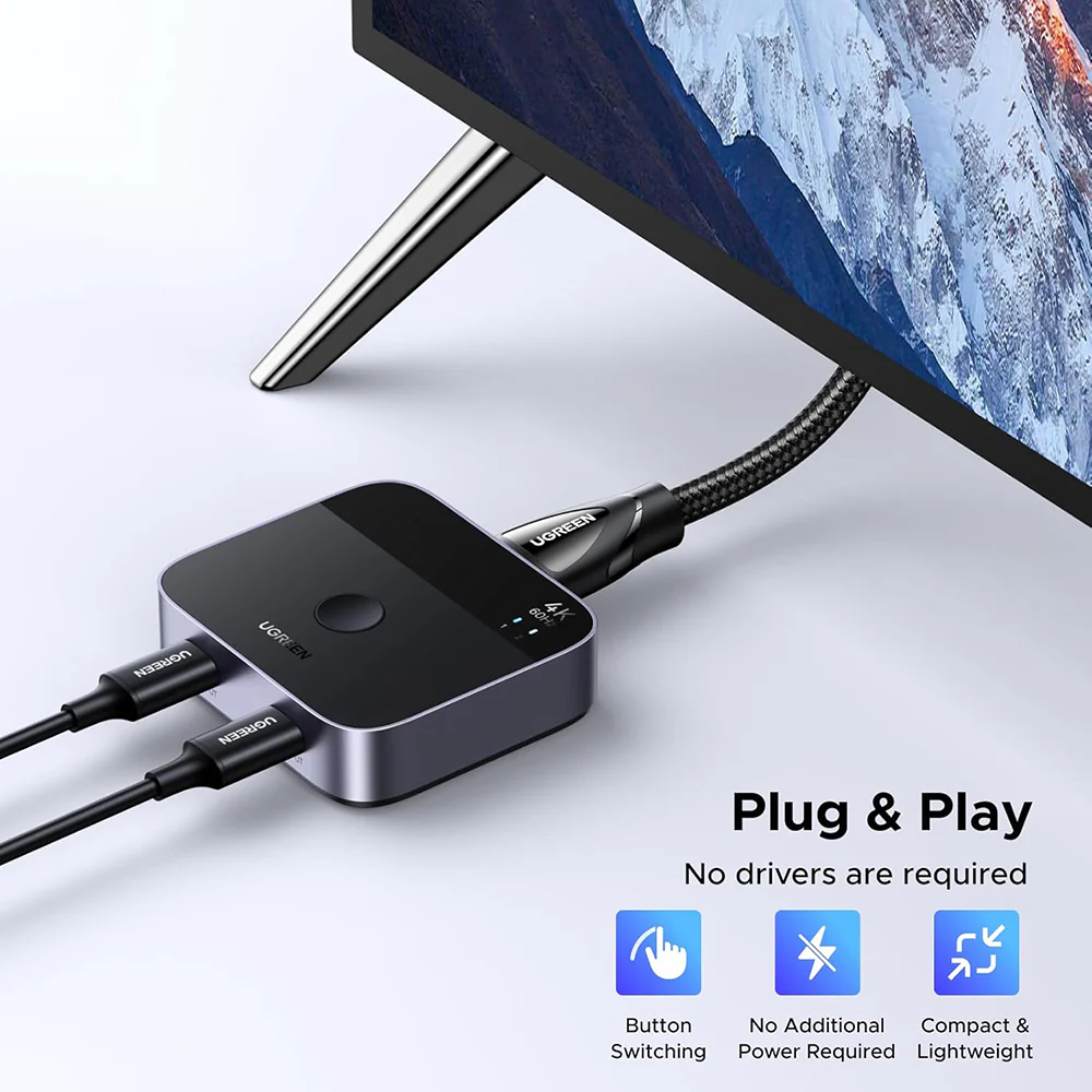 UGREEN AW502 (55451) USB-C Video Switch, Gray - Image 2