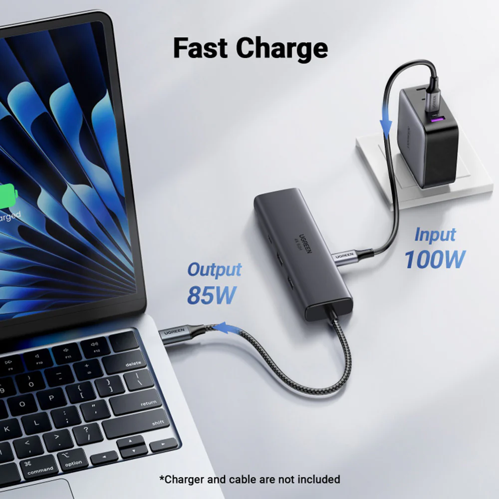 UGREEN CM512 USB-C Hub (45000), 2 x USB-A 3.2 - 2 x USB-C - 1 X HDMI - 1 x RJ45, Gray - Image 9