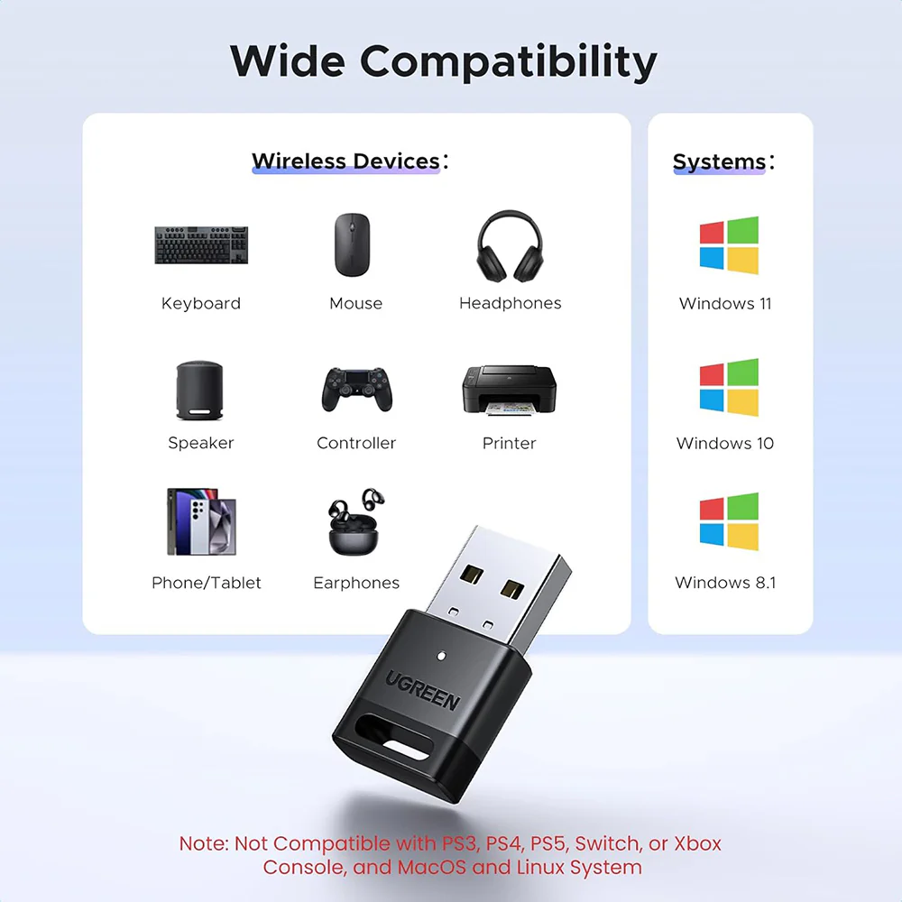 UGREEN CM748 (45134) USB Bluetooth Adapter, Black - Image 4