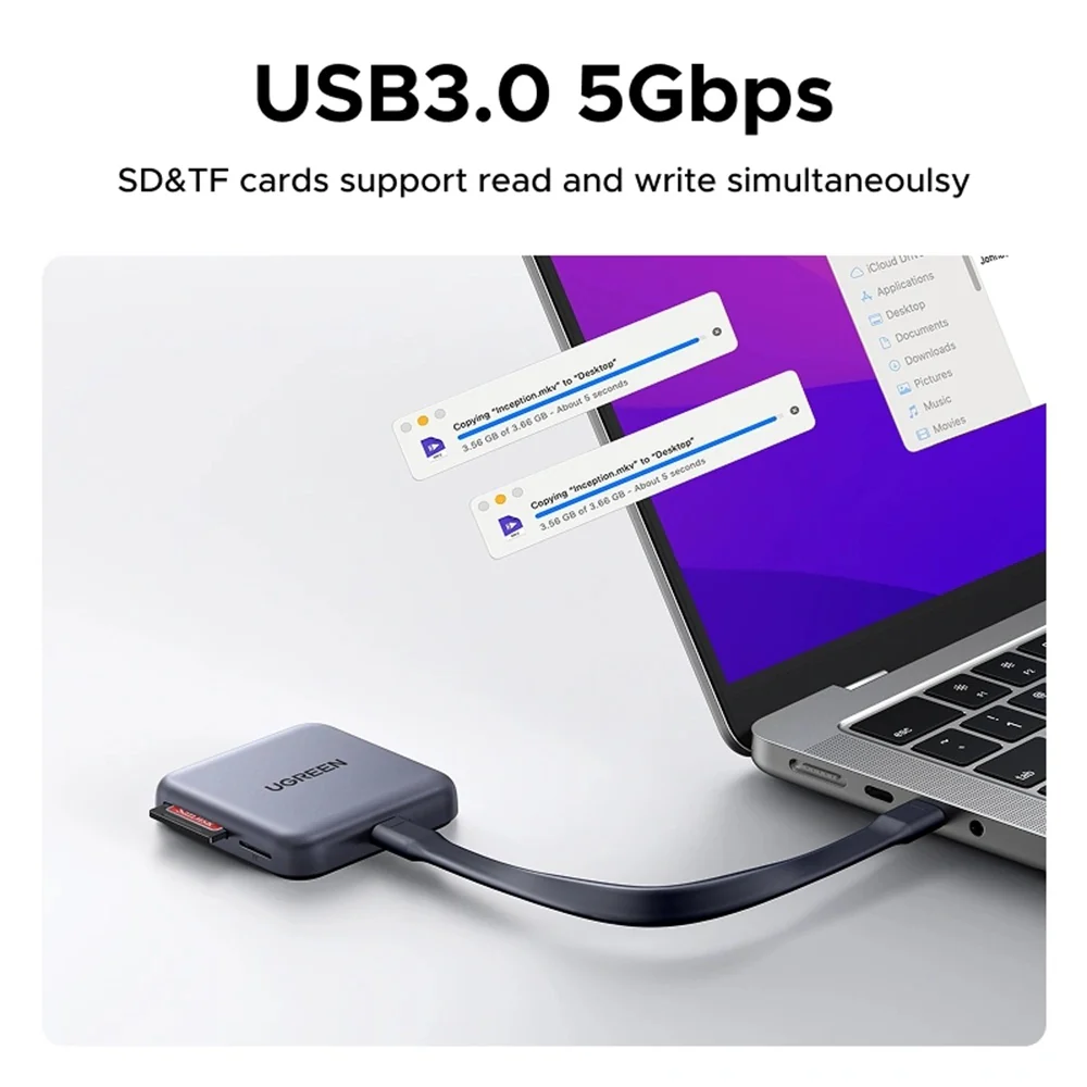 UGREEN CM898 USB-C Card Reader (65095), SD - microSD, Gray - Image 6