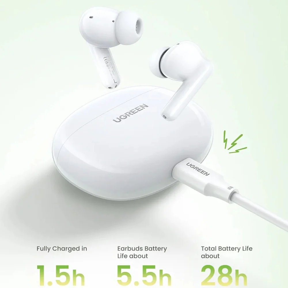 UGREEN HiTune P3 WS207 Bluetooth Handsfree, TWS, MultiPoint, White - Image 5