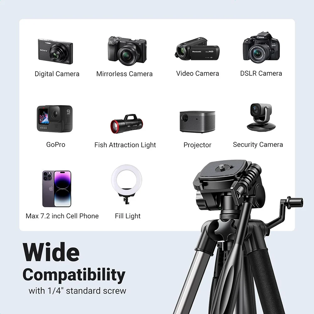 UGREEN LP661 (15187) 1/4inch Tripod, Black - Image 6